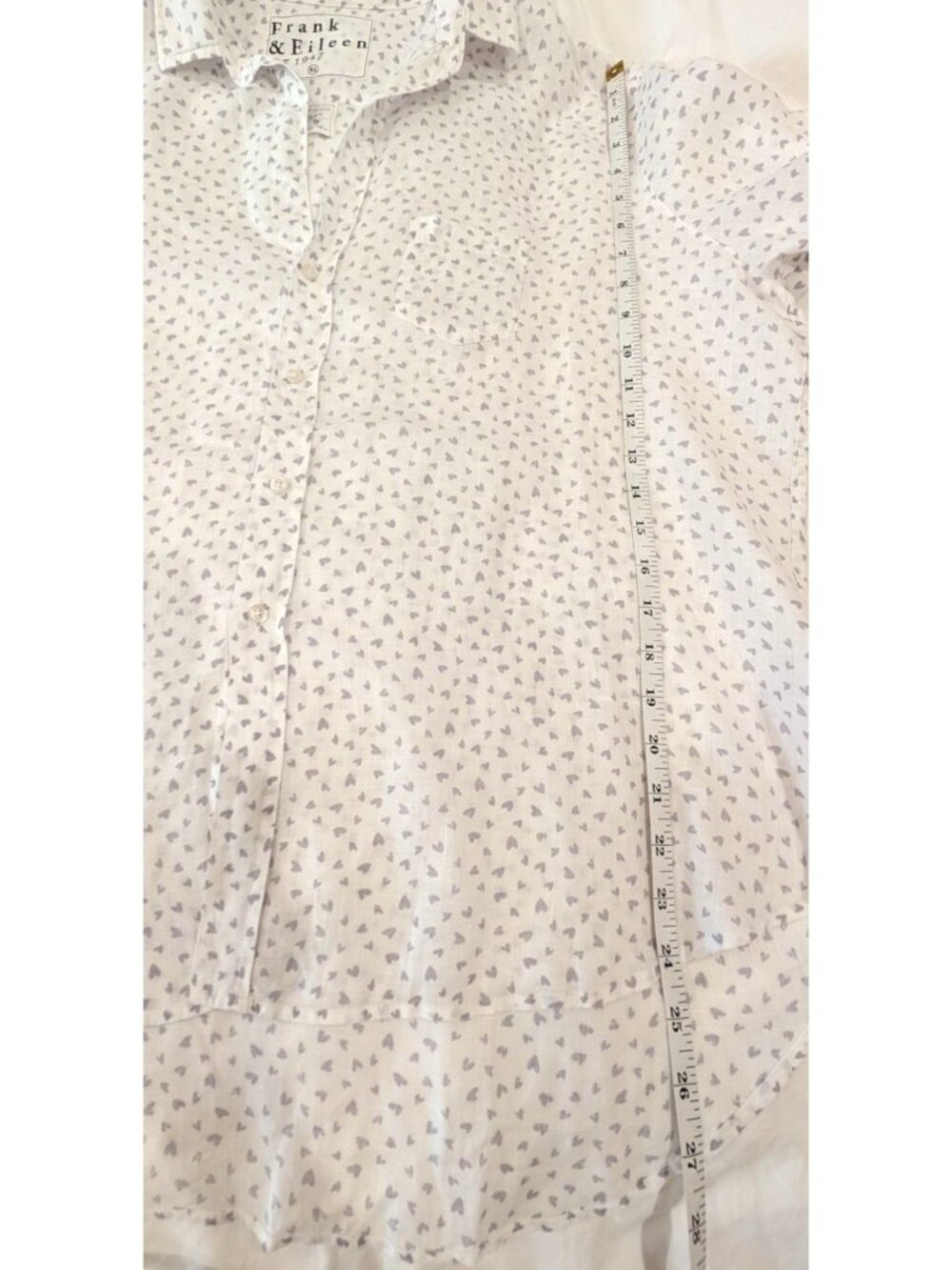 Frank & Eileen 100% Italian Linen Eileen Shirt, Gray Hearts, Women XL - Picture 13 of 14